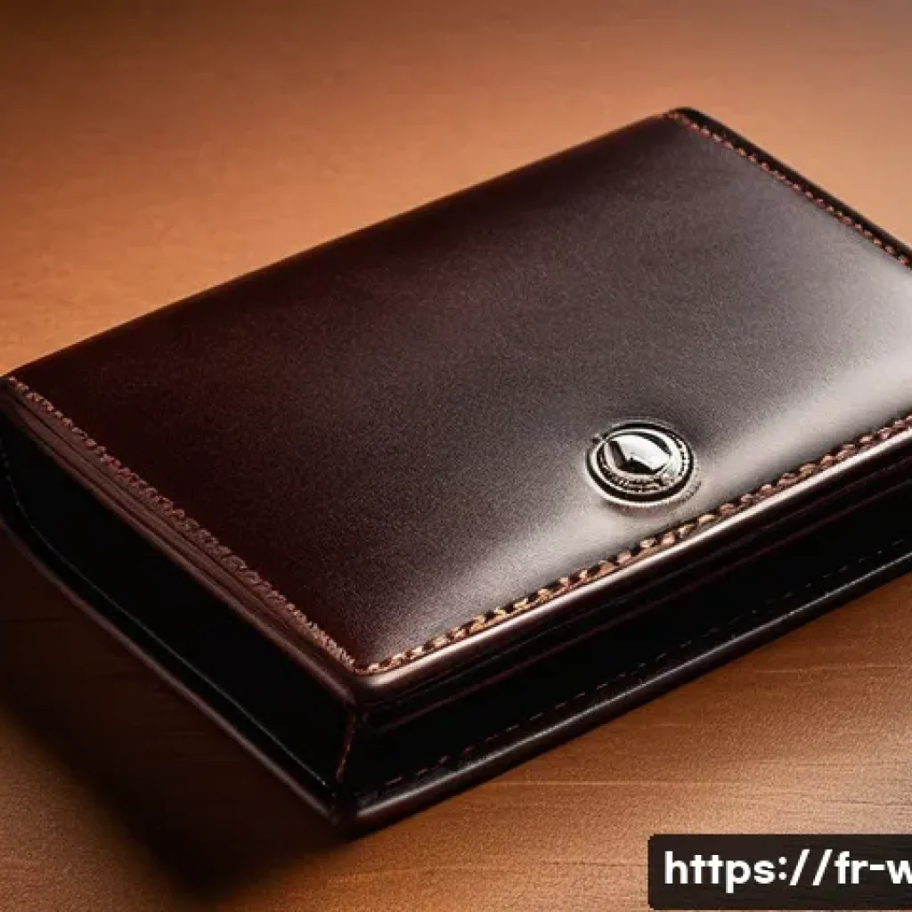 몽블랑 마이스터스튁 지갑 리뷰 - A close-up, hyper-realistic image of a Montblanc Meisterstück wallet crafted from full-grain calf le...