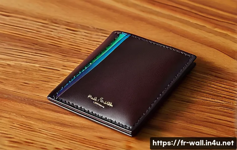 폴 스미스 스트라이프 카드 지갑 스타일 - A close-up of a luxurious Paul Smith cardholder made from fine, durable leather with a smooth textur...