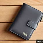 Home 23 DKNY의 트래블 지갑과 명함 홀더 리뷰 - A sleek, modern DKNY travel wallet made of premium full-grain leather in anthracite gray, displayed ...